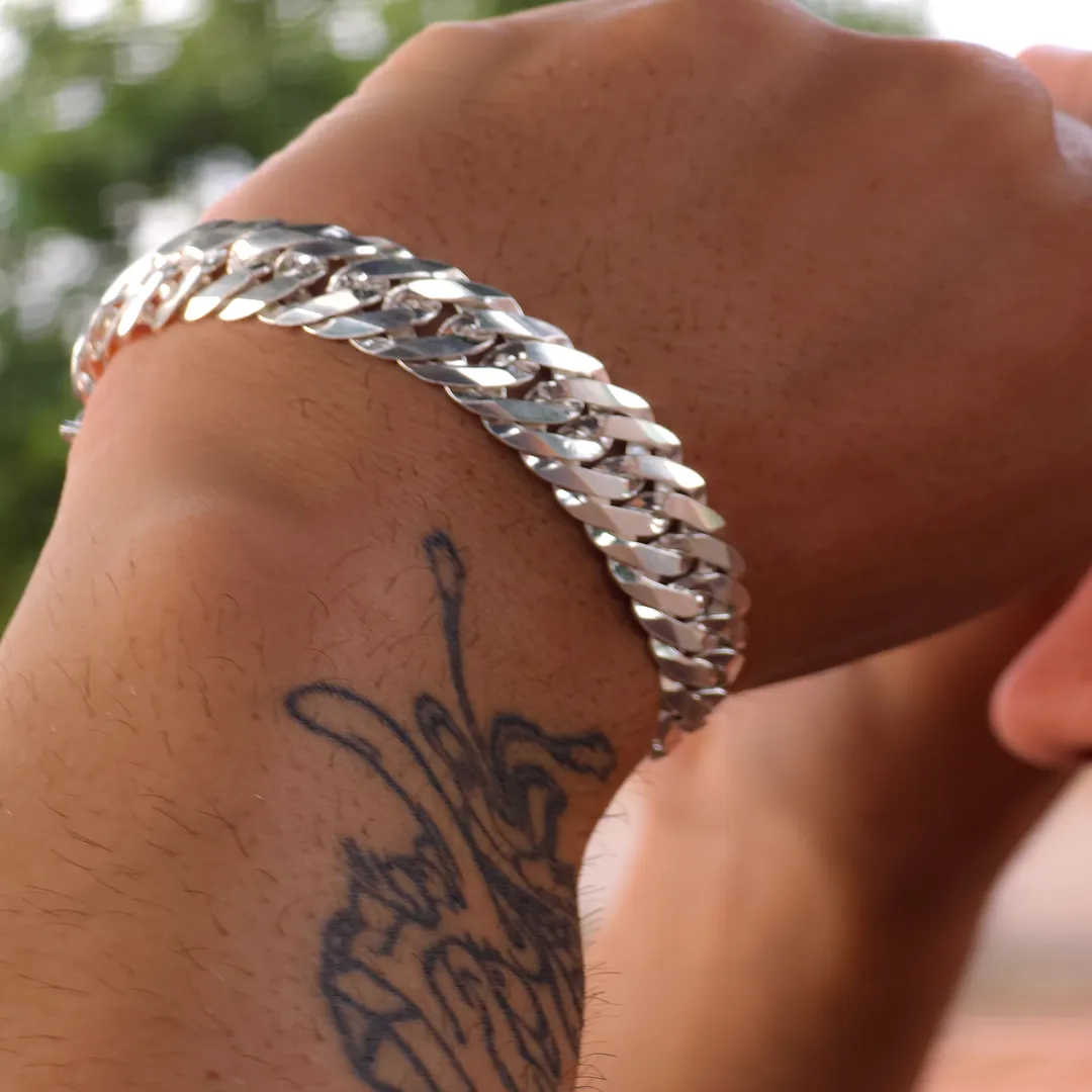 Pulseira elo duplo 13mm x 22cm